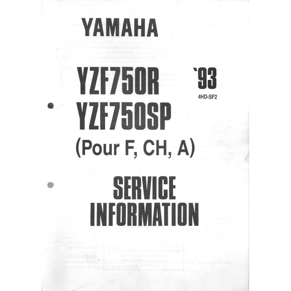 YAMAHA YZF 750 R et SP de 1993 à 1995