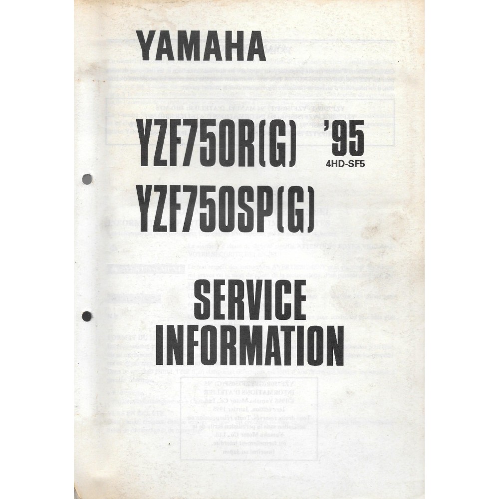 YAMAHA YZF 750 R et SP de 1993 à 1995