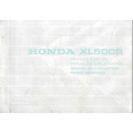 HONDA XL 500 S de 1981 (manuel utilisateur 12 / 1980) 