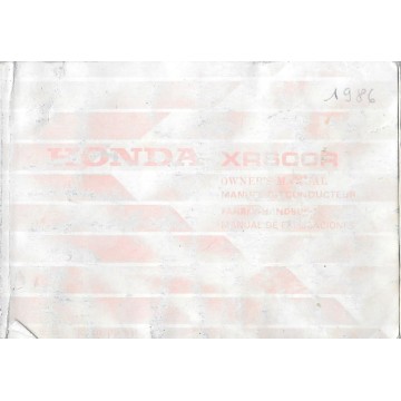 HONDA XR 600 R de 1986 (manuel utilisateur 12 / 1985) 