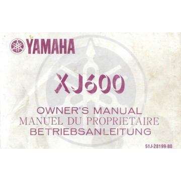 YAMAHA XJ 600 Type 51 J  (Manuel propriétaire septembre 1985)