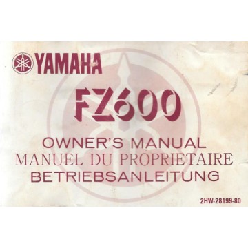 YAMAHA FZ 600 (Manuel propriétaire avril 1986) Type 2HW