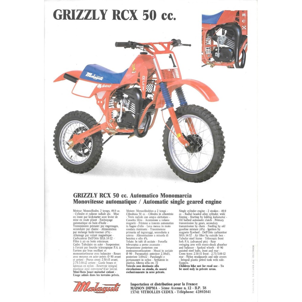 Catalogue original MALAGUTI RCX 50 GRIZZLY
