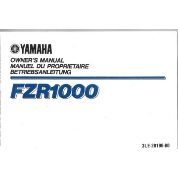 YAMAHA FZR 1000 Type 3LE (Manuel propriétaire novembre 1988)