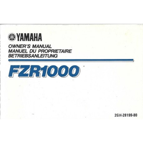 YAMAHA FZR 1000 Type 2GH  (Manuel propriétaire novembre 1986)