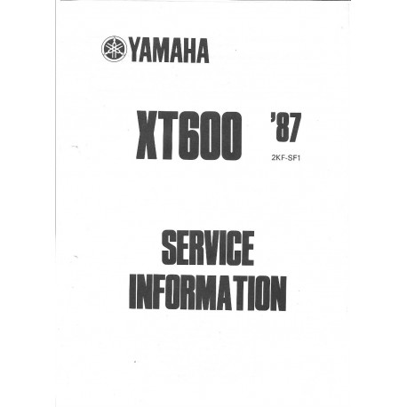 Manuel d'atelier Yamaha XT 600 de 1987 type 2KF