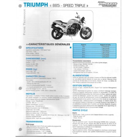 TRIUMPH 885i Speed Triple de 1997 / 1998  Fiche RMT