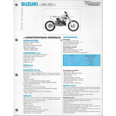 SUZUKI RM 250 de 2005 et 2006  (Fiche RMT)