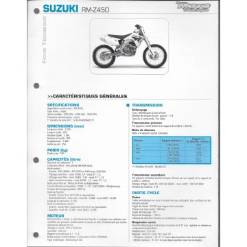 SUZUKI RM-Z450 de 2005 à 2007  (Fiche RMT)