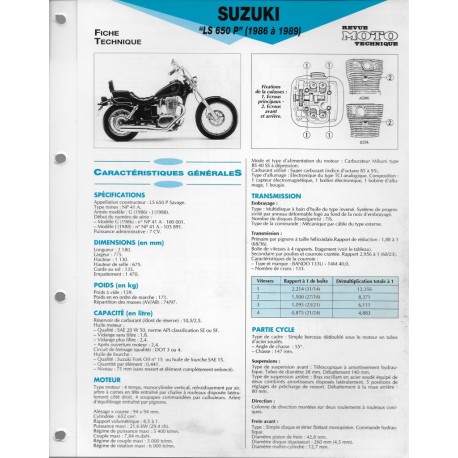 SUZUKI  LS 650 P de 1986 à 1989  (Fiche RMT)