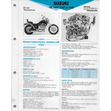 SUZUKI VS 1400 de 1987 et 1988  (Fiche RMT)