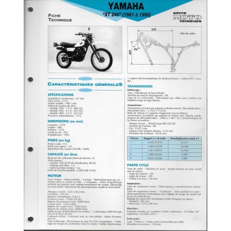 YAMAHA XT 240 de 1981 à 1990  (Fiche RMT)