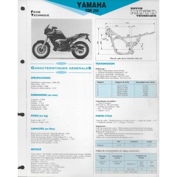 YAMAHA TDR 250 de 1988  (Fiche RMT)