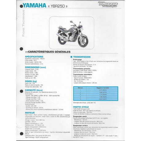 YAMAHA YBR 250 de 2007 / 2008  (Fiche RMT)