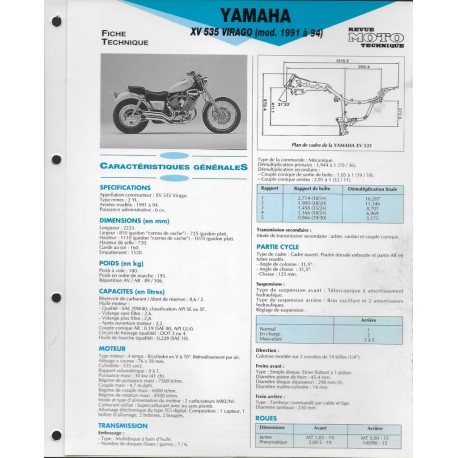 YAMAHA XV 535 de 1991 à 1994  (Fiche RMT)