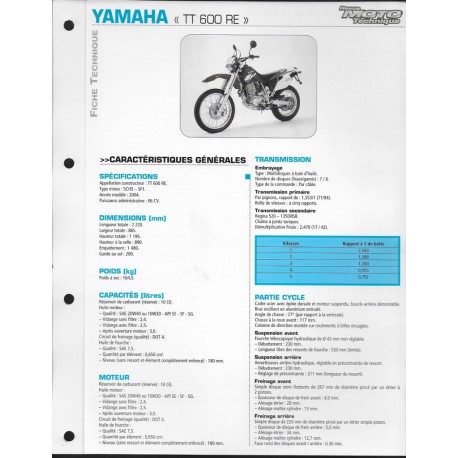 YAMAHA TT 600 RE de 2004  (Fiche RMT)