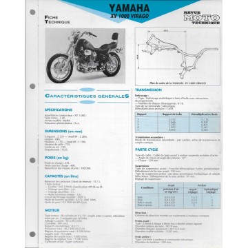 YAMAHA XV 1000 Virago de 1986 à 1989  (Fiche RMT)