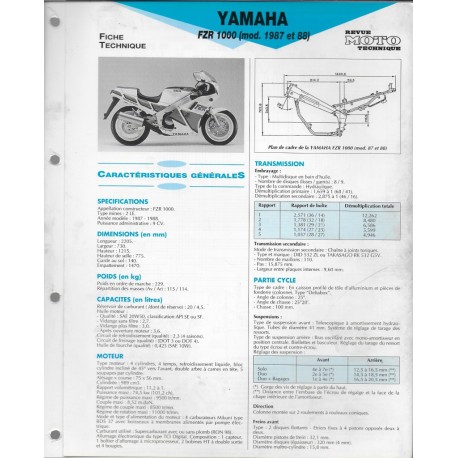 YAMAHA FZR 1000 de 1987 et 1988  (Fiche RMT)