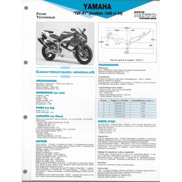 YAMAHA YZF-R1 1000 de 1998 / 1999  (Fiche RMT)