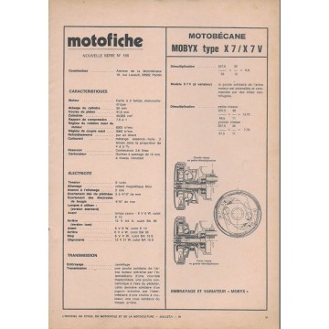 MOTOBECANE MOBYX X 7 / X 7 V de 1974 et plus
