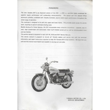 YAMAHA 250 cc DS7 de 1971 (suppl Manuel atelier 11/70)