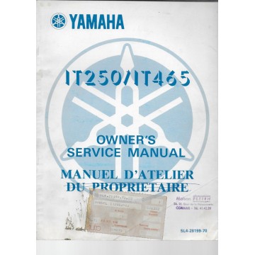 Manuel atelier YAMAHA IT 250  / IT 465 de 1982 (type 5L4)