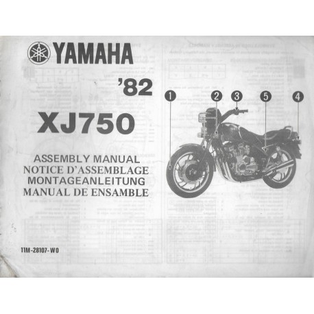 Notice d'assemblage des YAMAHA XJ 750 SECA 1982 type 11M