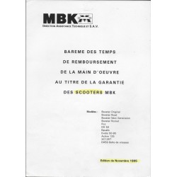 Barème main d'oeuvre MBK de novembre 1995