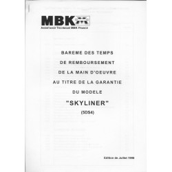 Barème main d'oeuvre MBK SKYLINER  (07/1998)