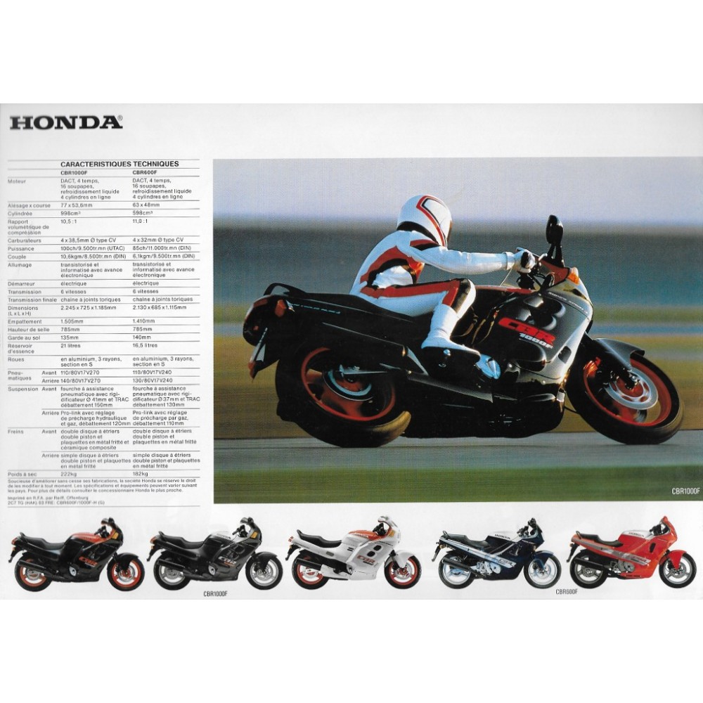 Prospectus HONDA CBR 1000 F / CBR 600 F