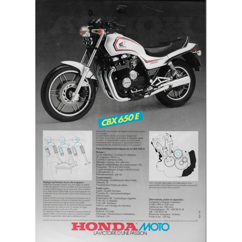 Prospectus HONDA CBX 650 E  (04  / 1983)