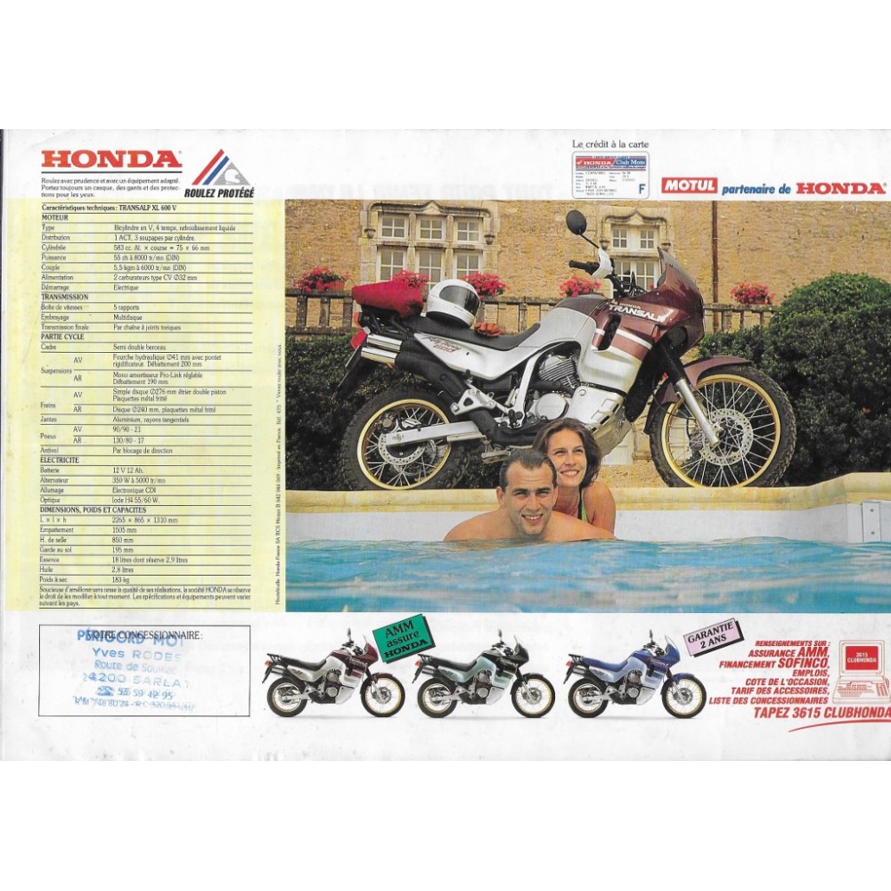Prospectus HONDA TRANSALP 600 V 1992