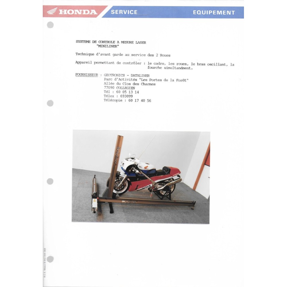 Classeur HONDA Equipement / guide Concessionnaire 1990