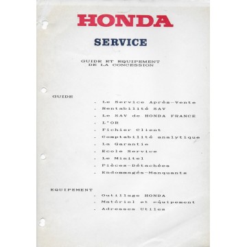 Classeur HONDA Equipement / guide Concessionnaire 1987