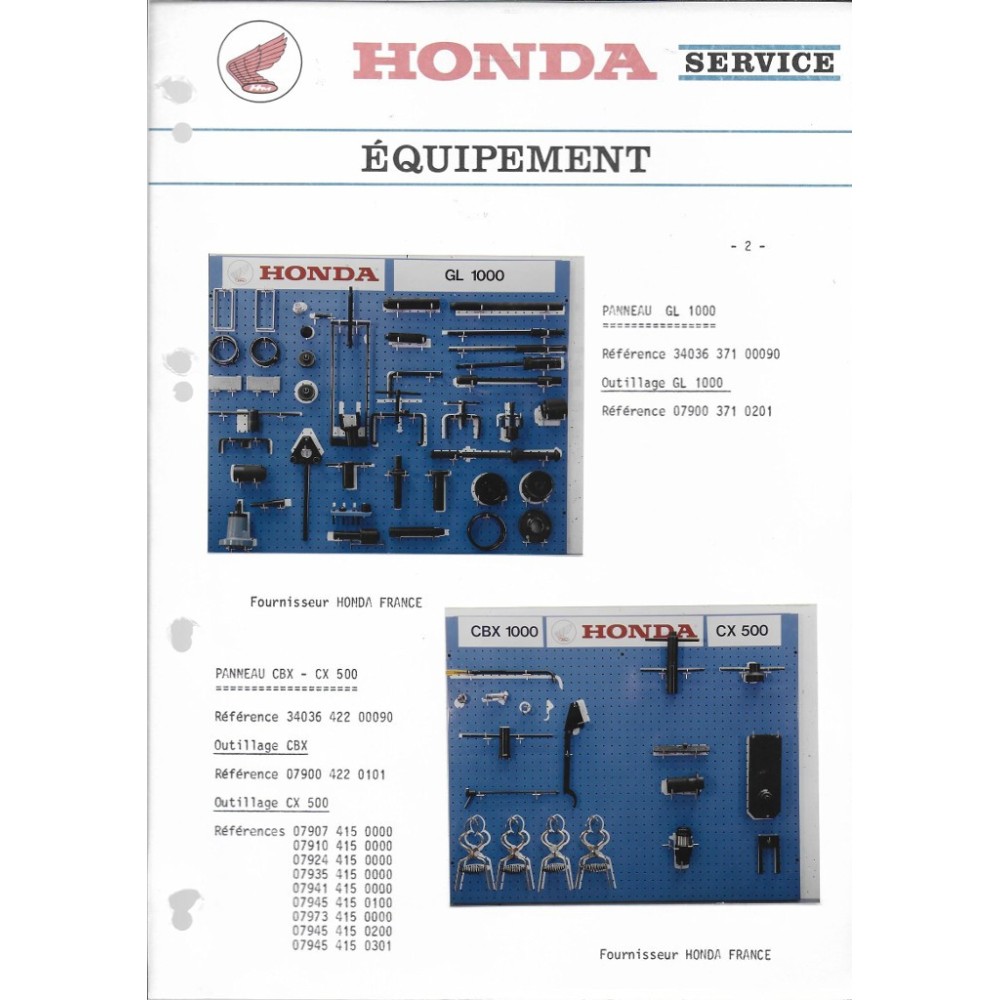 Classeur HONDA Equipement / guide Concessionnaire 1987