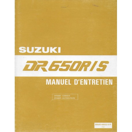 Manuel atelier SUZUKI DR 650 R / S de 1992 à 1995   (02 / 1997) 