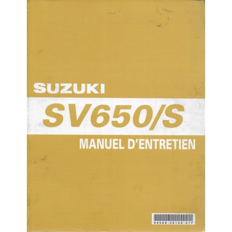 Manuel atelier SUZUKI SV 650 K3 / SV 650 SK3  (02 / 2003)  