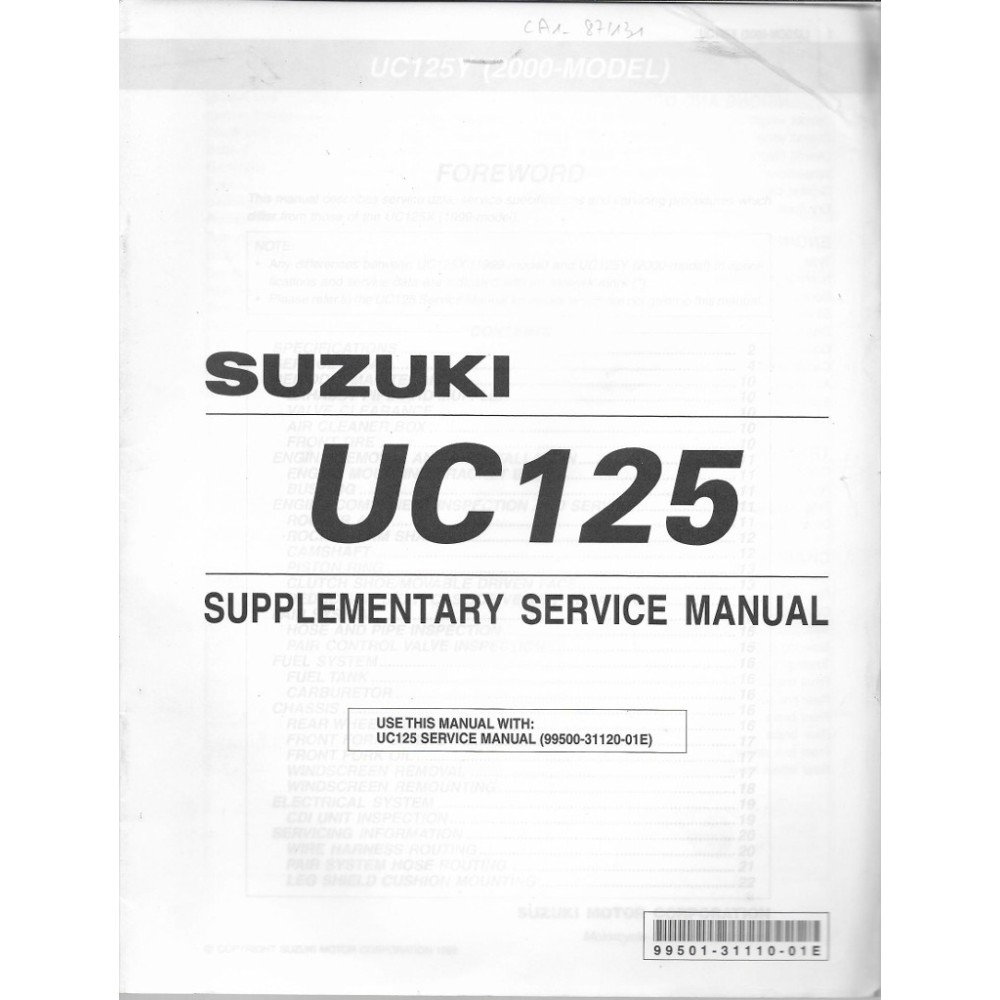 SUZUKI UC 125 X  modèle 1999  (12 / 1998)