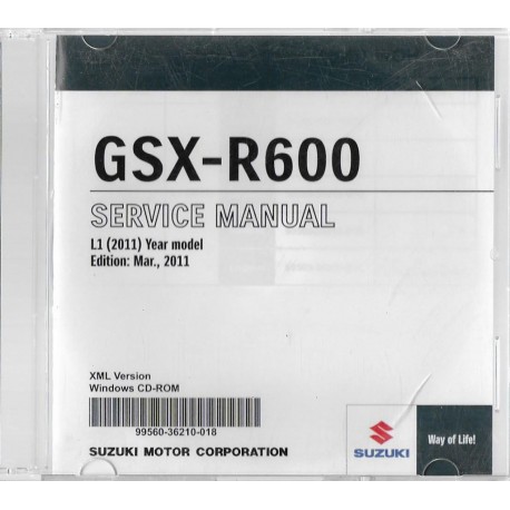 CD manuel atelier SUZUKI GSX-R 600 L1 de 2011