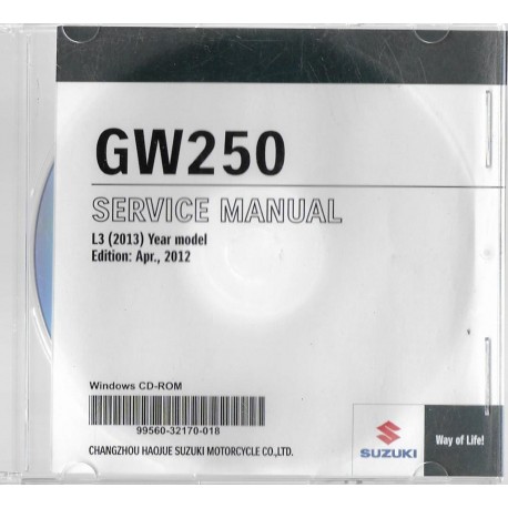 CD manuel atelier SUZUKI GW 250  L3 de 2013