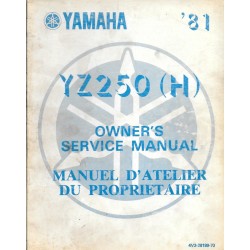 Manuel atelier YAMAHA YZ 250 (H) 1981 type 4V3