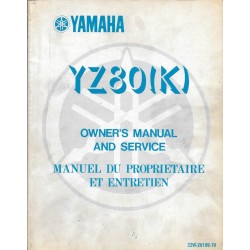 Manuel atelier YAMAHA YZ 80 (K) 1983 type 22W