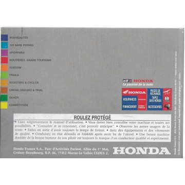 Catalogue Gamme HONDA Motos de 1998