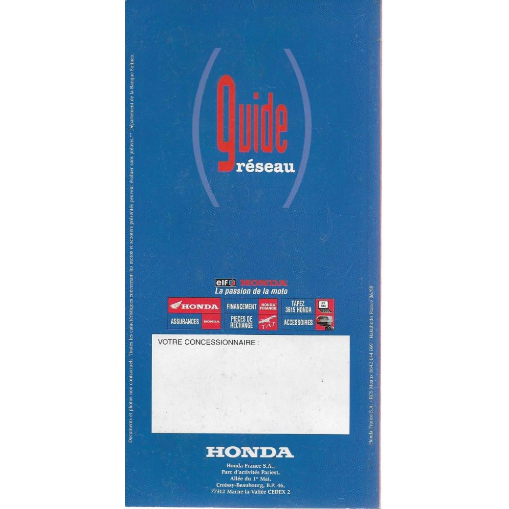 Guide Réseau Motos HONDA de 1999