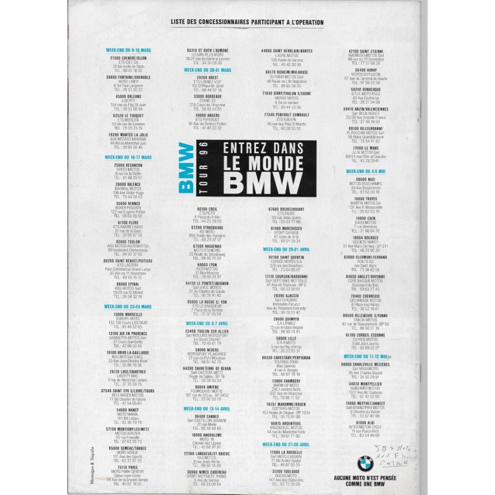 BMW: N° spécial MOTO-JOURNAL  de février 1996