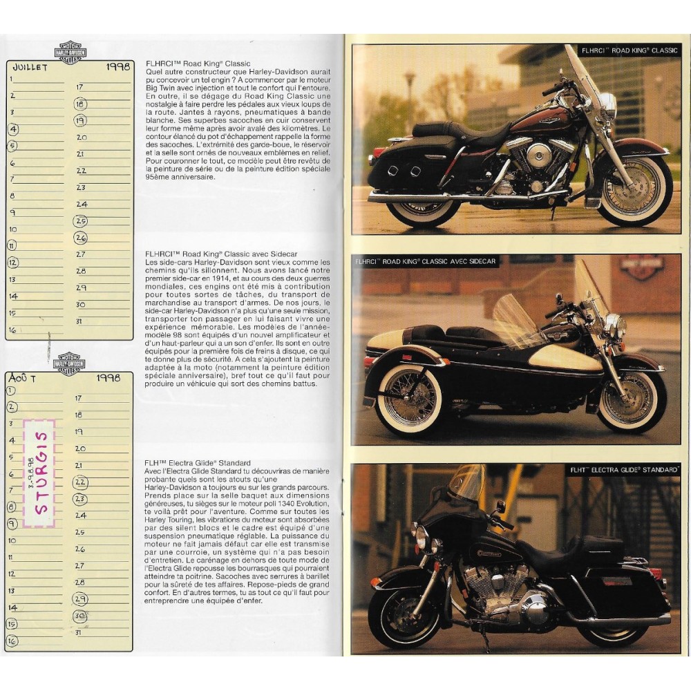 Catalogue motos HARLEY-DAVIDSON de 1998