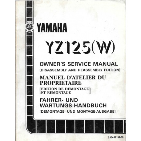 Manuel atelier YAMAHA  YZ 125 W 1989