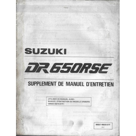 Manuel atelier SUZUKI DR 650 RSEM de 1991  (05 / 1991) 