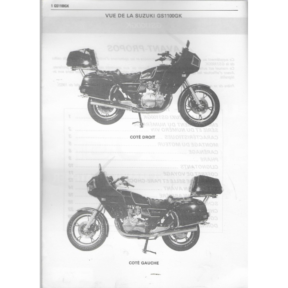 Manuel atelier additif SUZUKI GSX 1100 GK  (03 / 1982) 