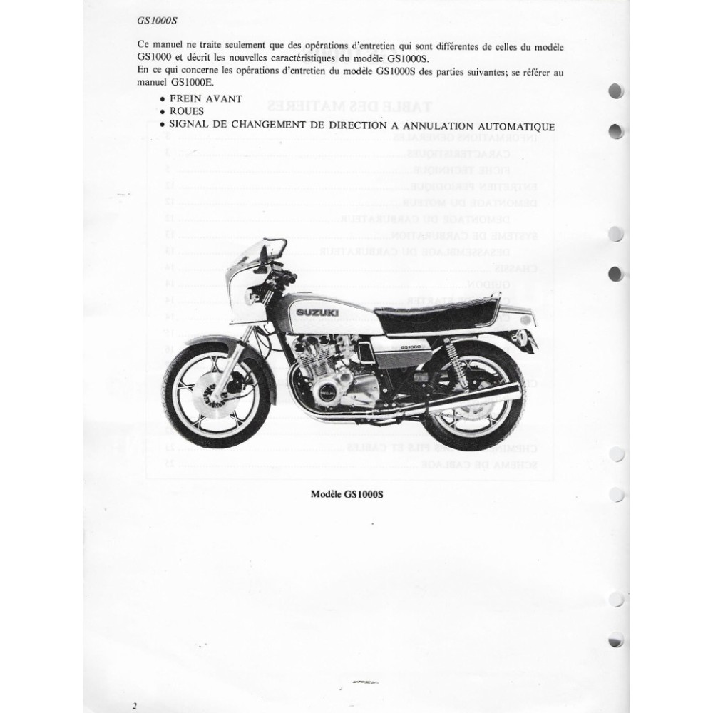 Manuel atelier additif SUZUKI GS 1000 S  (03 / 1979) 